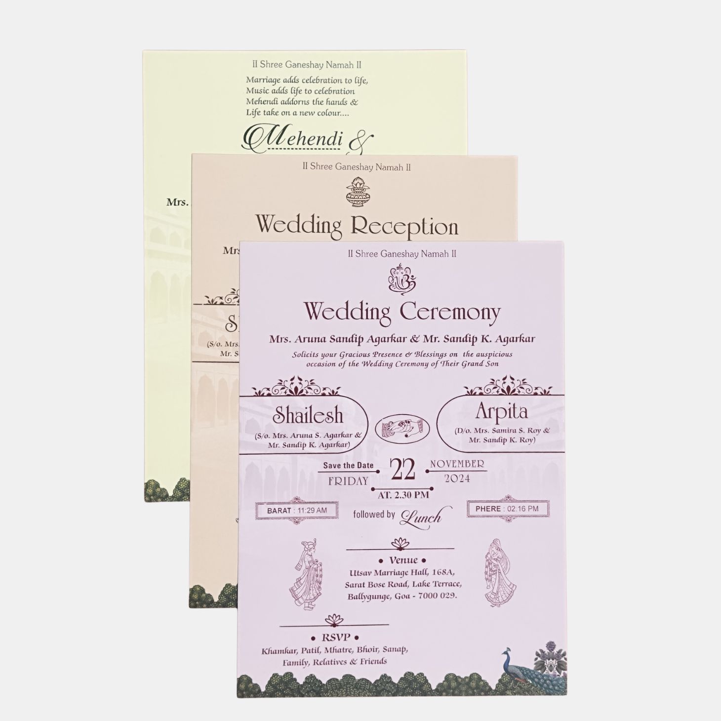 Royal Peacock Palace Wedding Invitation Card